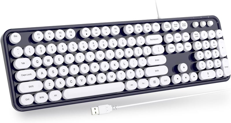 Atelus Computer Keyboards Wired, Full Size 104 Keys Typewriter Keyboard with Number Pad, Plug Play USB Keyboard for PC Laptop Desktop Windows (Dark Blue) - Image 1
